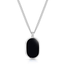 Load image into Gallery viewer, Men's Small Onyx Dog Tag Locket - Silver