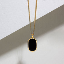 Load image into Gallery viewer, Men's Small Onyx Dog Tag Locket - Gold