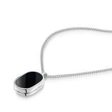 Load image into Gallery viewer, Men's Small Onyx Dog Tag Locket - Silver
