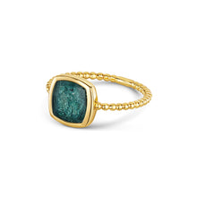 Load image into Gallery viewer, Rounded Square Ashes Resin Ring With Beaded Band - Gold