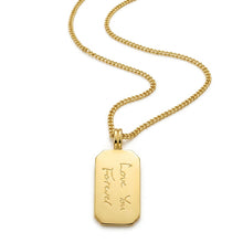 Load image into Gallery viewer, Octagonal Dog Tag Men’s Handwriting Necklace – 18K Gold Plated Solid Silver