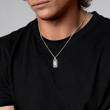 Load image into Gallery viewer, Fingerprint Octagonal Dog Tag Men’s Necklace – Silver