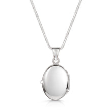 Load image into Gallery viewer, Italian Engraved Border Personalised Oval Locket – Silver