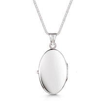 Load image into Gallery viewer, Italian Large Floral Personalised Oval Locket – Silver