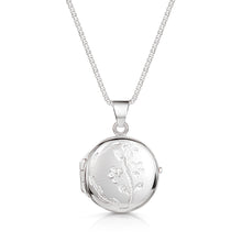 Load image into Gallery viewer, Italian Floral Engraving Personalised Round Locket – Silver