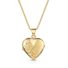 Load image into Gallery viewer, Italian Floral Engraving Personalised Heart Locket – Gold