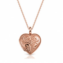 Load image into Gallery viewer, Full Scroll Heart Engraved Locket – Rose Gold