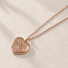 Load image into Gallery viewer, Full Scroll Heart Engraved Locket – Rose Gold