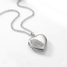 Load image into Gallery viewer, Heart Locket Silver Fingerprint