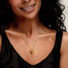 Load image into Gallery viewer, Filigree Personalised Heart Locket – Gold
