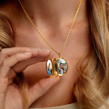 Load image into Gallery viewer, 4 Photo Oval Locket - Solid 14k Gold