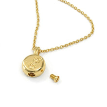 Load image into Gallery viewer, Paw Print Round Urn Ashes Necklace - Gold