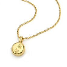 Load image into Gallery viewer, Paw Print Round Urn Ashes Necklace - Gold