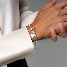 Load image into Gallery viewer, Fingerprint Personalised Bracelet T-Bar Heart on Bead Chain – Silver