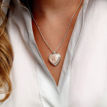 Load image into Gallery viewer, Pink Mother of Pearl Heart Locket - Silver