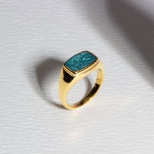 Load image into Gallery viewer, Rectangular Signet Ashes Resin Ring - Gold