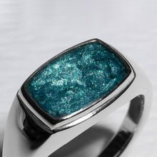 Load image into Gallery viewer, Men's Rectangular Signet Ashes Resin Ring - Silver