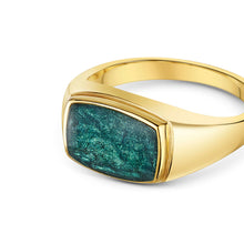 Load image into Gallery viewer, Rectangular Signet Ashes Resin Ring - Gold