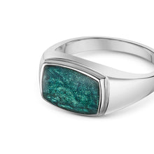 Load image into Gallery viewer, Rectangular Signet Ashes Resin Ring - Silver