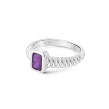 Load image into Gallery viewer, Ribbed Band with Rectangular Ashes Resin Ring - Silver
