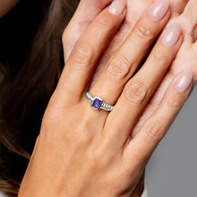 Load image into Gallery viewer, Ribbed Band with Rectangular Ashes Resin Ring - Silver