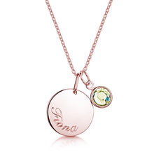 Load image into Gallery viewer, Swarovski® Birthstone Disc Necklace – Rose Gold
