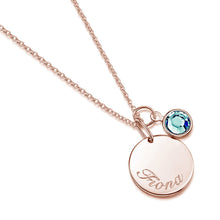 Load image into Gallery viewer, Swarovski® Birthstone Disc Necklace – Rose Gold