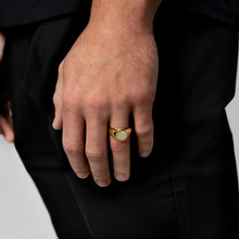 Load image into Gallery viewer, Men's Round Fingerprint Signet Ring - Gold
