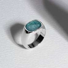 Load image into Gallery viewer, Men's Rounded Rectangular Signet Ashes Resin Ring - Silver