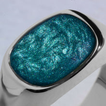 Load image into Gallery viewer, Men's Rounded Rectangular Signet Ashes Resin Ring - Silver