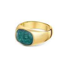 Load image into Gallery viewer, Men's Rounded Rectangular Signet Ashes Resin Ring - Gold