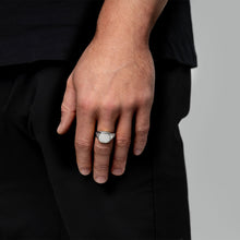 Load image into Gallery viewer, Men's Cushion Fingerprint Signet Ring - Silver