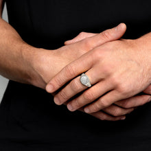 Load image into Gallery viewer, Men's Cushion Fingerprint Signet Ring - Silver