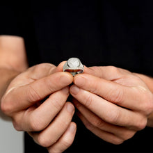 Load image into Gallery viewer, Men's Cushion Fingerprint Signet Ring - Silver