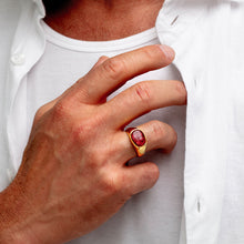 Load image into Gallery viewer, Men's Rounded Rectangular Signet Ashes Resin Ring - Gold