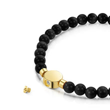 Load image into Gallery viewer, Small Beaded Black Agate Urn Bracelet - Gold