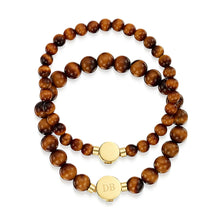 Load image into Gallery viewer, Men's Small Beaded Tiger's Eye Urn Bracelet - Gold