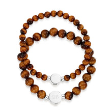 Load image into Gallery viewer, Men's Small Beaded Tiger's Eye Urn Bracelet - Silver