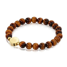 Load image into Gallery viewer, Men's Large Beaded Tiger's Eye Urn Bracelet - Gold