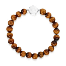 Load image into Gallery viewer, Men's Large Beaded Tiger's Eye Urn Bracelet - Silver