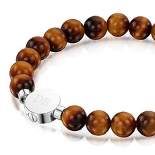 Load image into Gallery viewer, Men's Large Beaded Tiger's Eye Urn Bracelet - Silver