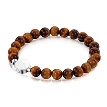 Load image into Gallery viewer, Men's Large Beaded Tiger's Eye Urn Bracelet - Silver