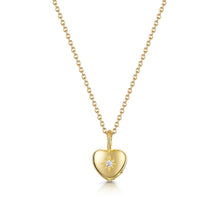 Load image into Gallery viewer, Tiny Crystal Heart Urn Ashes Necklace – Gold
