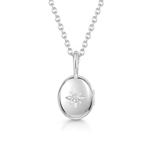 Load image into Gallery viewer, Tiny Crystal Oval Urn Ashes Necklace – Silver