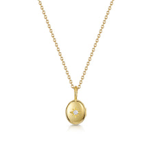 Load image into Gallery viewer, Tiny Crystal Oval Urn Ashes Necklace – Gold
