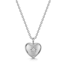 Load image into Gallery viewer, Large Crystal Heart Urn Ashes Necklace – Silver