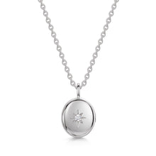Load image into Gallery viewer, Large Crystal Oval Urn Ashes Necklace – Silver