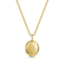 Load image into Gallery viewer, Large Crystal Oval Urn Ashes Necklace – Gold