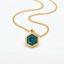 Load image into Gallery viewer, Small Hexagonal Ashes Resin Necklace - Gold