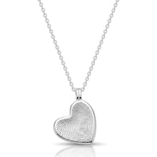Load image into Gallery viewer, Drop Heart Fingerprint Necklace - Silver